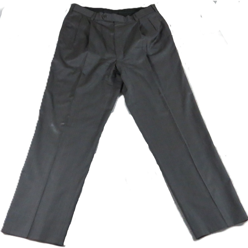 Brooks Brothers Wool Dress Pants Men W37 L30 Charcoal Gray Pleated Cuffed USA